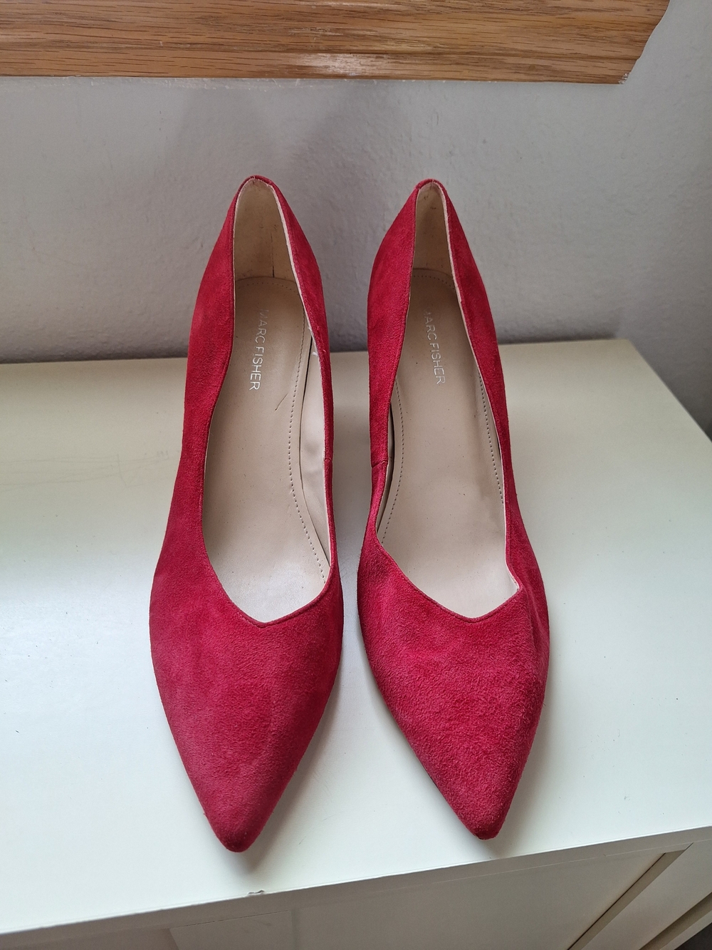 Marc Fisher Red Suede Pointed Toe Pumps